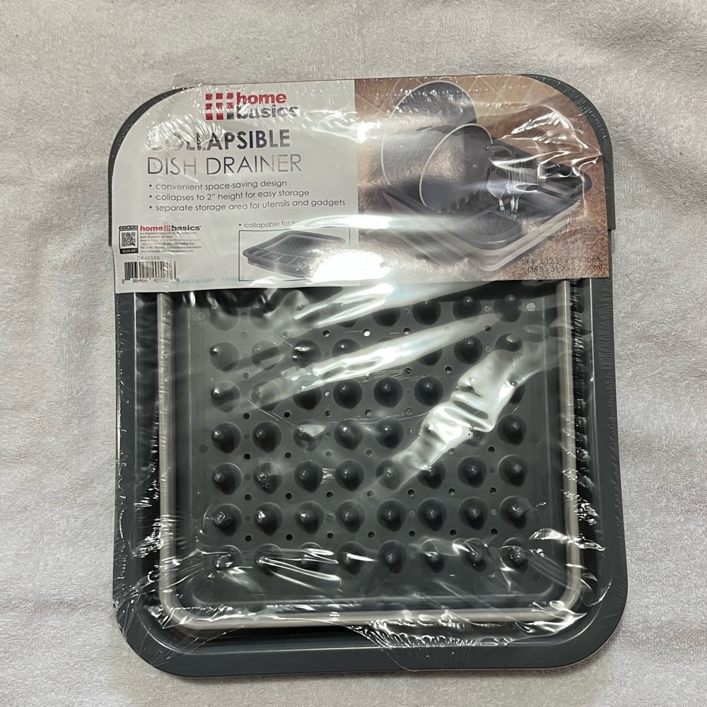 Collapsible Gray Silicone Dish Rack - Picture 4 of 5